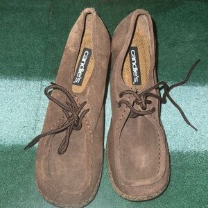 Candies Y2K Brown Leather moccasin Wedges